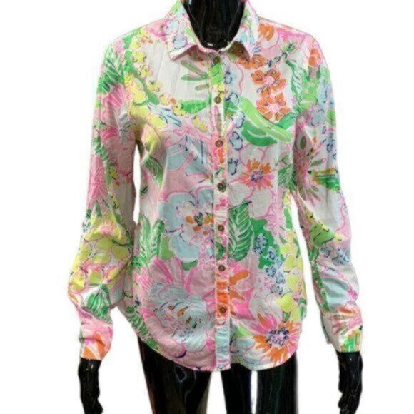 Lilly Pulitzer for Target pink button down shirt size small - Picture 1 of 9